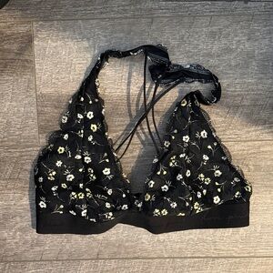 Victoria's Secret Black Floral Lace Bralette